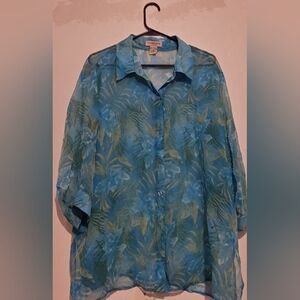 Notations Woman blue green sheer top